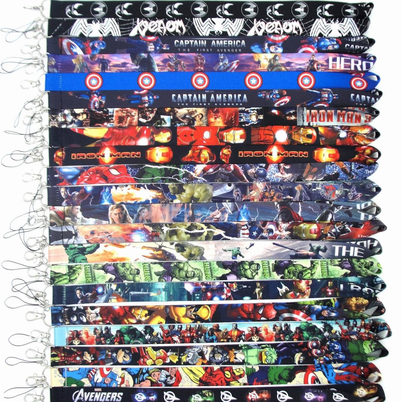 Newest Cool Marvel Iron Bat Spider Man Lanyards Anti-Lost Neck Strap Phone Case Card Holder Lanyard Satin for Children Gifts