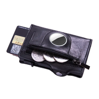 Grosir Dompet Kartu PU pria Premium dengan Slot AirTag ramping RFID dompet multi-kompartemen untuk casing ponsel