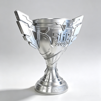 Trophée de luxe en alliage d'aluminium gravé en 3D par CNC, coupe de champion en métal avec logo personnalisé pour la cérémonie de remise des prix des ligues de jeux électroniques