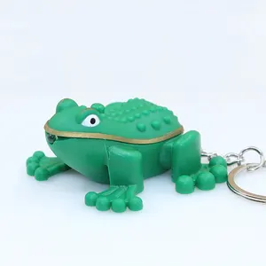 Frog LED light sound keychain with croak voice for gift promotion Llavero