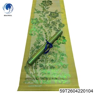 Nouveau 2026 Gele nigérian africain <span class=keywords><strong>Sego</strong></span> brodé en polyester 2,5 yards * 0,5 yards Sac 2-en-1 2 pièces Écologique Quatre saisons - Product Image 3