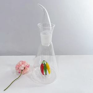Distributore di olio di vetro ad alto contenuto di borosilicato contenitore conico per condimento da cucina per aceto/olio di peperoncino a prova di perdite - Product Image 3
