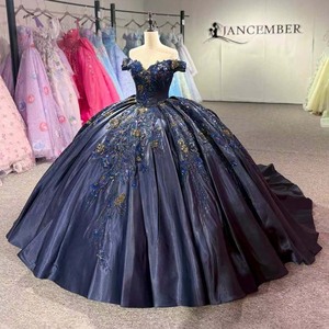 ชุดราตรีงาน Quinceanera สีน้ำเงินกรมท่าประดับเลื่อมและลูกปัดแบบหรูหรา 1539 ชุดเดรสทรงเอ็มไพร์สำหรับผู้หญิง - Product Image 2