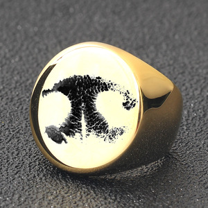 Anillo de Acero Inoxidable para Hombre, 22MM, Redondo, Chapado en Oro, Grabado Láser con Patrón Abstracto, Estilo Punk, Joyería de Moda, Regalo - Product Image 3