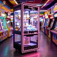 Machine à griffes distributrice de prix pour enfants et adultes, machine à grue moderne en métal noir, à monnayeur, jeu de compétences pour carnaval