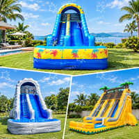 Château gonflable aquatique extérieur avec toboggan aquatique, motif palmier, qualité commerciale, pour piscine