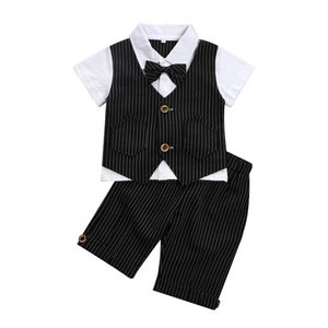 Conjunto de Ropa <span class=keywords><strong>para</strong></span> Niños Pequeños: Camiseta de Manga Corta + Corbata de Moño + Pantalones Cortos <span class=keywords><strong>con</strong></span> <span class=keywords><strong>Tirantes</strong></span>, Traje de Caballero <span class=keywords><strong>para</strong></span> Verano - Product Image 2