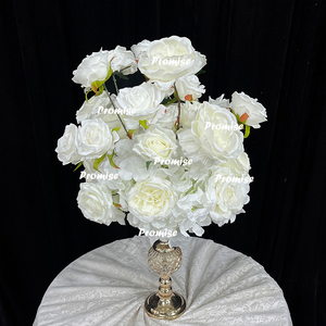 Promessa palla fiore matrimonio centrotavola piccola palla bianca amore finta rosa fiore artificiale per lo sfondo - Product Image 2