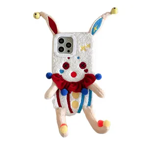 Creative Cute Clown Bell Cartoon Plush Shell Mobile Phone Accessories Cover Case For iPhone 11 12 13 14 15 Pro Max