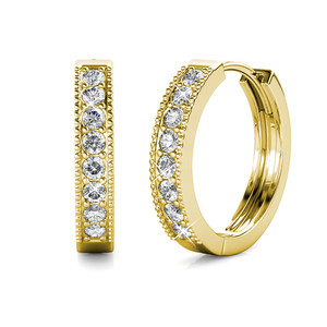 Pendientes de Aro de Plata de Ley 925 Daisini Adornados con Cristales <span class=keywords><strong>Swarovski</strong></span>, Bañados en Oro de 18k, Pendientes Eclat - Product Image 4