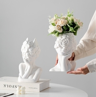 Vase en céramique de Style nordique créatif fleur insérer porte-stylo maison décoratif doux objets fille fleur tête poterie et émail