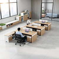 Bureau de personnel simple et moderne en forme de L, en PVC, avec emplacement pour carte d'employé, poste de travail, mobilier de bureau commercial