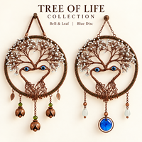 Décoration murale amovible en métal de 31 cm, motif Œil protecteur et Arbre de Vie, enroulée de fil perlé, disponible en plusieurs styles, pour la maison et la vente en gros à l'occasion de Diwali