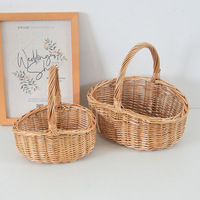 Panier Cadeau de Rangement en Osier Moderne Écologique avec Poignées, Forme Ovale Tressé à la Main, Idéal pour Mariages et Pâques (Vente en Gros)