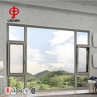 Fenêtre à battant moderne en alliage d'aluminium avec persienne, triple vitrage isolant, verrouillage multipoints, isolation thermique pour villa