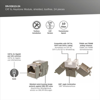 Module réseau RJ45 Cat7 Keystone Jack 10G SFTP, plaque frontale modulaire sans outil en métal plaqué or 50U