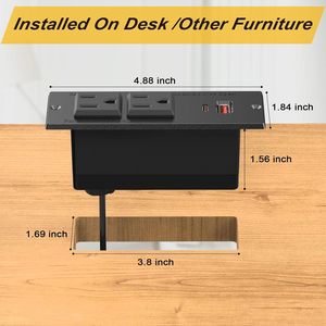 Multiprise encastrable <span class=keywords><strong>de</strong></span> bureau US <span class=keywords><strong>de</strong></span> 1,8 m avec deux prises CA et ports USB-C/A PD pour la maison - Product Image 6