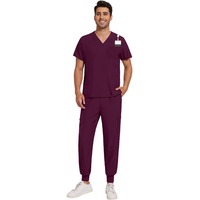 2026 Niaahinn Ensemble d'uniformes médicaux pour hôpital, vente en gros, respirant, en Spandex extensible, col en V, pantalon jogger, pour infirmières