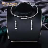 Ensemble de bijoux de luxe Blossom CS, collier ras du cou, ensemble de bijoux en argent 925, zircon élégant, ensemble de bijoux de mariée pour femmes