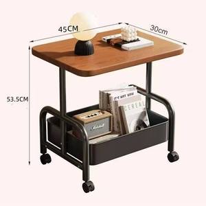 <strong>High</strong> quality Movable Coffee Small Storage Cart <strong>Table</strong> Wood <strong>Bedside</strong> Shelf Sofa Side <strong>Table</strong> with Wheels - Product Image 5