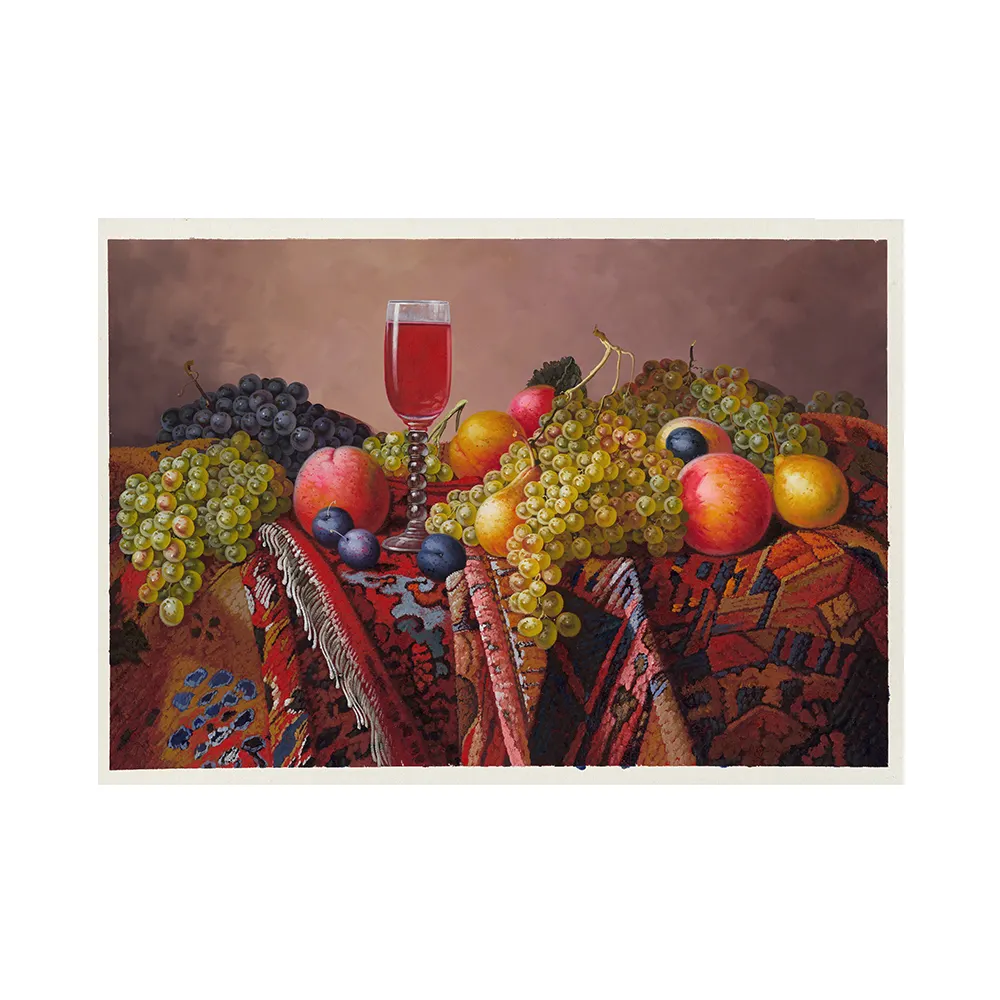 Vintage Wall Art คลาสสิกชีวิตสีแดงไวน์ผลไม้100% มือวาดภาพวาดสีน้ำมันงานศิลปะผ้าใบสำหรับห้องรับประทานอาหาร
