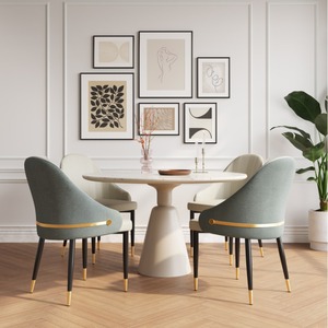 Sillas de Comedor Modernas de Lujo Tapizadas en Cuero, Colores Personalizables, Fáciles de Limpiar, Muebles de Restaurante para Catering y Hogar - Product Image 4
