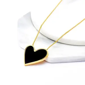 stainless necklace women steel men jewelry heart chain necklaces pendant 18k plated gold custom 14k fashion