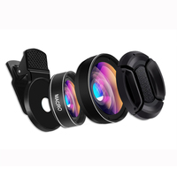 Objectif professionnel HD 37 mm 0,45X super grand angle et objectif macro 12,5X 2 en 1 pour iPhone et téléphones mobiles Samsung