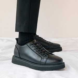 Light Sophisticated Style Men Genuine Leather Dress Shoes Chunky Height Increasing <b>Platform</b> Business Formal Leather Shoes - Product Image 4