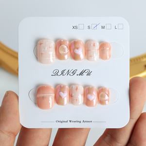 Uñas acrílicas de lujo al por mayor, uñas postizas hechas a mano, cobertura completa 3D, cortas, con diseño de ataúd, mariposa, estrella, puntas francesas, alta calidad - Product Image 1