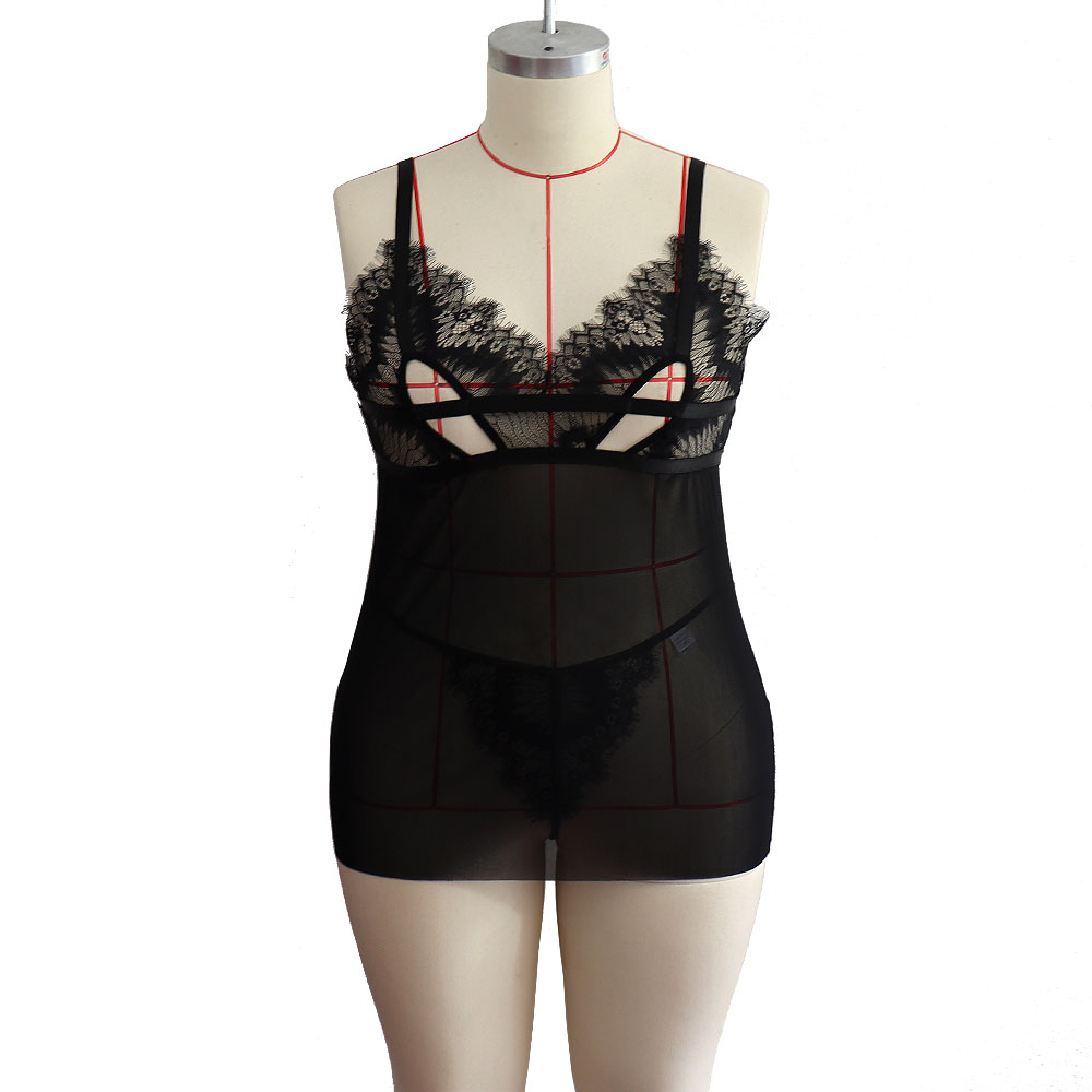 2023 Plus Size Sexy Lingerie | Sheer Lace Two-Piece Bodysuit for Women
