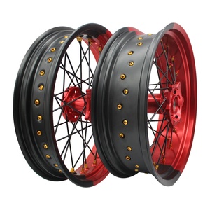 Juego de Ruedas Delanteras y Traseras para Motocicleta, de Aluminio Anodizado, Doble Color, CNC, Supermotard, Supermoto - Product Image 4