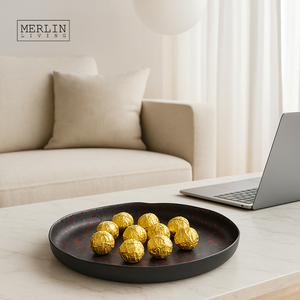 Merlin sống gốm trái cây Bát cổ điển trang trí nội thất màu đen Sứ Red Dot sô cô la tấm gốm Triều Châu nhà máy bán buôn - Product Image 1