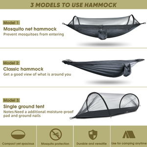 Ultra Lichtgewicht Reishangmat Parachute Nylon Sneldrogende Hangmat Met 300Kg Laadvermogen 2 Premium Karabijnhaken 2 Boomriemen - Product Image 5