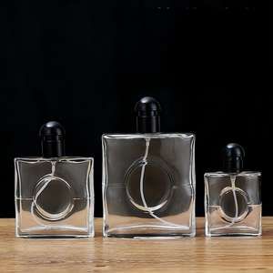 ขวดน้ำหอมแก้วใสทรงสี่เหลี่ยม ความจุ 25 มล. / 50 มล. / <span class=keywords><strong>90</strong></span> มล. ขวดเปล่าสำหรับเครื่องสำอางสีดำ - Product Image 3