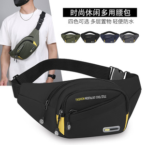 Sac de taille sport tendance pour hommes, grande capacité, multi-couches, en tissu Oxford, sangle détachable, pour voyage en plein air, usage quotidien - Product Image 4