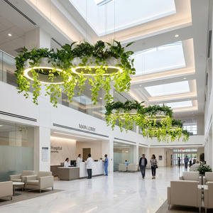 Lustre ovale LED biophilique pour hôpital, CRI 90+, luminaire suspendu vert pour clinique de santé, <span class=keywords><strong>décoration</strong></span> de <span class=keywords><strong>restaurant</strong></span> <span class=keywords><strong>moderne</strong></span> - Product Image 3