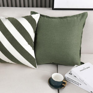 Funda de Almohada a Rayas para el Hogar, de Poliéster y Algodón, 45x45cm, Funda de Cojín Bordada para Sofá, Dormitorio u Oficina - Product Image 1