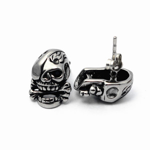 Pendientes de esqueleto yunnique, diseño de calavera con ojos rojos, de acero de titanio, joyería de moda - Product Image 3