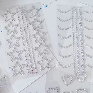 Autocollants temporaires en <span class=keywords><strong>strass</strong></span> autocollants en papier blanc pour le visage, formes étoile et cœur, nouveaux designs - <span class=keywords><strong>Maquillage</strong></span> DIY pour festivals et fêtes - Product Image 5