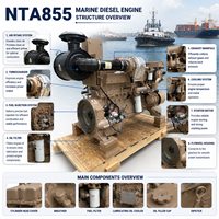 Moteur diesel marin certifié CCS NTA855 pour propulsion marine, 4 temps, 6 cylindres, moteur de bateau de pêche et de transport de marchandises CCEC