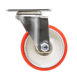 Roda média de aço inoxidável anticorrosão 304 antiferrugem do poliuretano do núcleo do ferro dos rodízios com travando o freio <span class=keywords><strong>5</strong></span> polegadas - Product Image 4