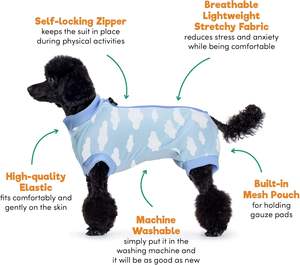 QQgift 2025新品犬の回復ワンシーカスタムロゴOEMペットジップ手術シャツ高級ストライプスタイル - Product Image 2