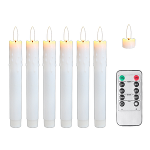 10-inch Flameless nhấp nháy LED taper nến trắng/ngà 3D bấc nhỏ giọt pin Powered hẹn giờ từ xa cho trang trí nội thất Diwali - Product Image 1