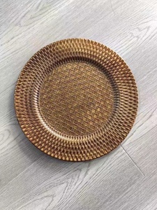 Plato Decorativo Redondo de Plástico con Diseño de Ratán Marrón para Restaurante y Bodas, Venta al por Mayor - Product Image 6