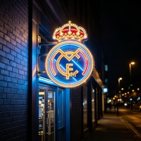 Tube LED néon avec logo du Real Madrid CF, personnalisable, pour les fans de sport, chambre à coucher/salle de jeux/café, écoles, bâtiments, multicolore