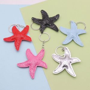 New Style Ocean Themed Pu Leather Shell Starfish Keychain Portable Cute Puffy Bag <b>Charm</b> Pendant Car <b>Keyring</b> Welcome Gifts - Product Image 3