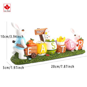 تمثال عيد الفصح للفصل ربيعي على شكل بيضة وطبلة ملونة مزينة بالراتنج - Product Image 4