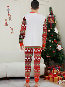 Damen Langarm Weihnachts-Pyjama-Set mit Rentierkopf-Aufdruck, Elastischer Bund, Günstiger Dropshipping - Product Image 3