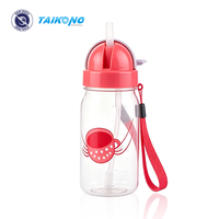 Bouteille d'eau en plastique mignonne à motif de dessin animé, facile à nettoyer, anti-fuite, avec couvercle à paille, pour étudiants